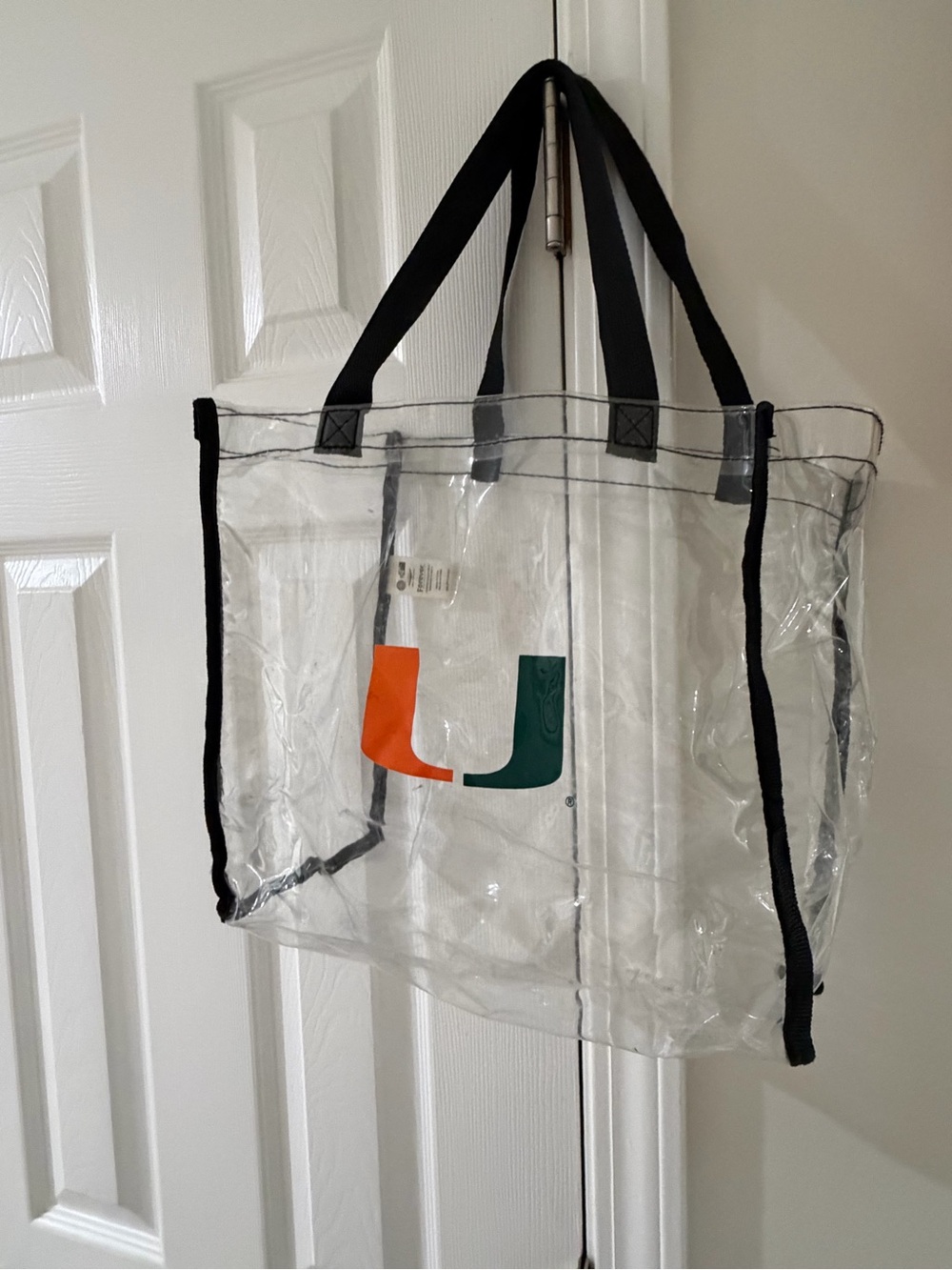 Clear PVC Tote with Miami Hurricanes logo